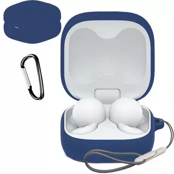 Для SONY LinkBuds Fit Case Cover Case Silicone Case Удобный карабин в комплекте Легкий дорожный защитный чехол Устойчив к царапинам синий