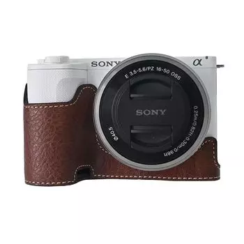 Для SONY VLOGCAM чехол-крышка корпуса получехол эксклюзивный открывающийся чехол из натуральной кожи ZV-E10 II/ZV-E10M2 [HNWEIWEI] (Темно коричневый)