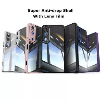 Для Sony Xperia 1 10 VI металлическая броня задняя прозрачная закаленная оболочка полное покрытие с пленкой для объектива супер защита от падения чехол Xperia 1 VI чёрный