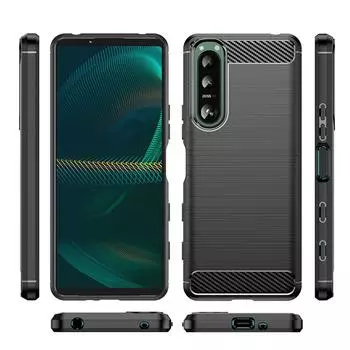Для Sony Xperia 5 III xperia5 iii Мягкий силиконовый чехол Роскошный чехол для телефона xperia 5iii Роскошные чехлы из углеродного волокна для задней панели For Xperia 5 III чёрный