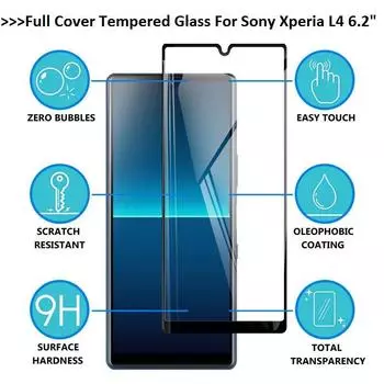 Для Sony Xperia L4/Xpeira L3/Xperia 8/Xperia 5 II III Xperia 10 Plus 2.5D полное покрытие из закаленного стекла, защитная пленка для экрана For Sony Xpeia 8 6” чёрный