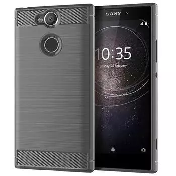 Для Sony Xperia XA2 Plus XA2+ xa2plus Мягкий силиконовый чехол Роскошный чехол из углеродного волокна для Sony XA2 plus Противоударные матовые задние чехлы For Xperia XA2 Plus чёрный
