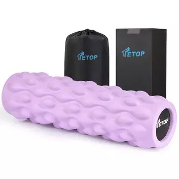 для среднего 5-летняя гарантия TETOP Foam Roller Миофасциальный релиз Ролик для растяжки Ролик Небьющийся Твердый Тонкий Легкий Йога Палка Упражнения Тренировки светло-фиолетовый