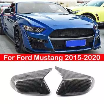 Для США Ford Mustang 2015-автомобильное боковое зеркало заднего вида, крышка крыла, внешняя дверь, чехол заднего вида, наклейка, наклейка из углеродного волокна No light Black