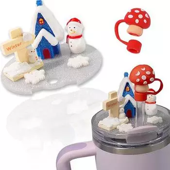 Для Stanley Cup 40oz Крышка Аксессуары Подвески Соломенная Крышка Чашка DIY Крышка И Снеговик Колпачок Набор Силиконовый M8I0 B-40OZ