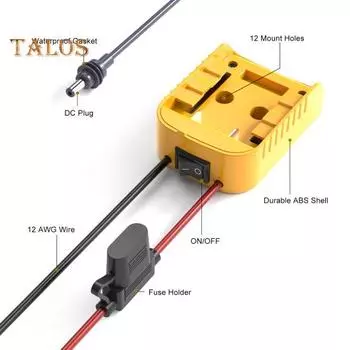 Для Starlink Mini Charger для Dewalt 18V/20V Batteries Plugging And Play DC Power Cable Compatible for Starlink Mini Dish Antenna жёлтый