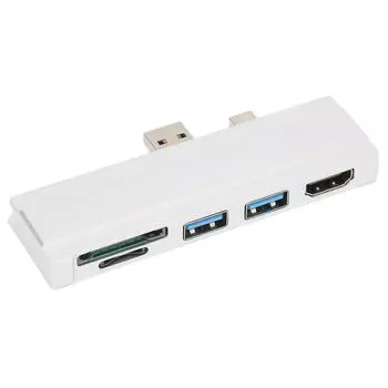 Для Surface Dock 5 в 1 5 Гбит/с Кардридер 4K Разрешение Алюминиевый Корпус Горячая Замена USB3.0 Концентратор серебряный