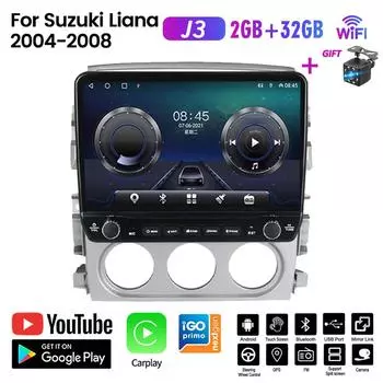 Для Suzuki Liana 1 2004-2008 с кнопкой, 10 дюймов, автомобильное радио, мультимедиа, Carplay, 2Din, стерео аудио, Android-видео, 2 + 32 ГБ