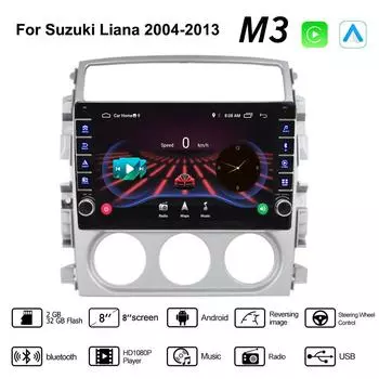 Для Suzuki Liana 2004-2013 с кнопкой Android автомобильный радиоприемник мультимедийный плеер навигация стерео GPS 2 Din Carplay 2 + 32 ГБ 1+16GB