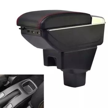 Для SUZUKI SX4 Подлокотник с многофункциональной мягкой подушкой из искусственной кожи USB 2011-2022 чёрный