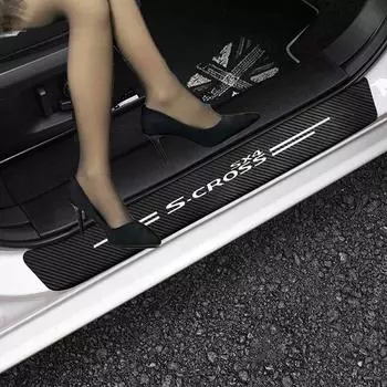 Для Suzuki SX4 S-Cross S Cross, 4 шт., наклейка из углеродного волокна, декоративная дверная защита, порог, царапина, коврик