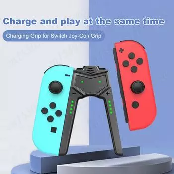 Для Switch OLED Joy-Con Зарядная рукоятка Тип C V-образный контроллер Играйте во время зарядки Зарядная док-станция для Nintendo Switch OLED белый