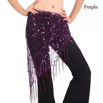 Для Таиланда/Индии/Арабских сценических костюмов Кисточки Поясная цепочка Пояс для танца живота Юбка танцовщицы Хип-шарф Purple