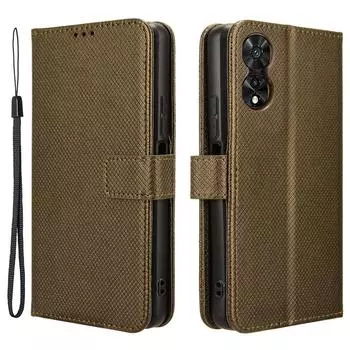 Для TCL 50 SE Чехол-кошелек для телефона Текстура бриллианта Искусственная кожа Откидная крышка Brown