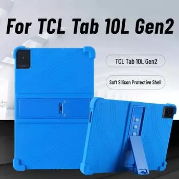 Для TCL Tab 10L Gen2 10,1 дюймов, кожа, 4 угла, противоударные подушки безопасности TCL 8496A, мягкая силиконовая регулируемая подставка, точный чехол TCL Tab 10L Gen2 красный