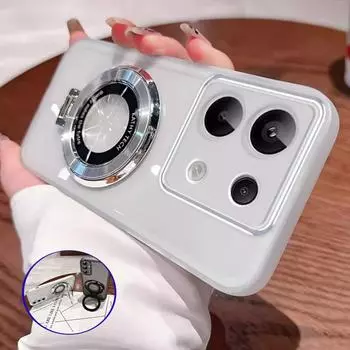 Для Tecno Camon 30 Pro 5G Camon30 Magsafe Магнитный держатель подставки Силиконовый чехол для Infinix Note40 Gt 20 Pro Pova 6 Neo Прозрачный чехол Tecno Camon 30 4G чёрный