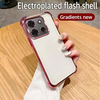 Для Tecno Pop 7 Чехол Tecno Pop 7 Pro Чехол BF6 BF7 BF7h Чехол для телефона Мягкий бампер Противоударный Защитный чехол Прозрачная гальваническая пластина For Tecno Pop 7