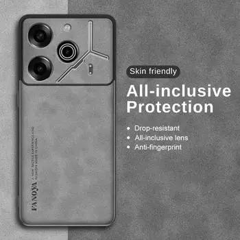 Для Tecno Pova 6 Pro кожаный чехол для телефона из овечьей кожи для Tecno Pova6 NEO 5 Pro 4 матовый мягкий силиконовый бампер полная защита задняя крышка For Tecno Pova 6 Pro чёрный