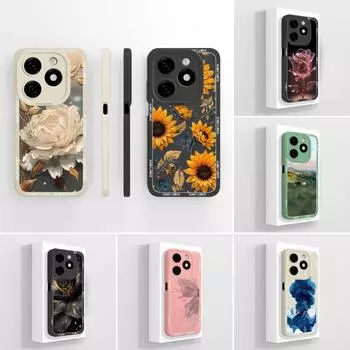 Для Tecno Spark 10 20 30 Pro 10C 20C 30 C GO 1 2024 2025 SparkGO1 Чехлы Жидкий Силикон Модные Цветы Высококачественный Мягкий Защитный Корпус Для Tecno Tecno Spark 20
