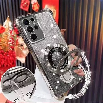 Для Tecno Spark 20 Pro Spark20 20Pro 20C 10 Pro 10C 8C Противоударный чехол для телефона Блестящий Магнитный держатель-подставка Браслет Мягкая крышка Bundle1&Tecno Spark 8C