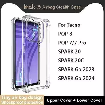 Для Tecno SPARK Go 2024 / SPARK 20 / SPARK 20C / POP 8 7 Pro 2023 чехол для телефона IMAK UX-4 ударопрочный мягкий чехол Tecno POP 7 белый