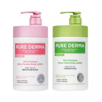 [Для тела] Pure Derma Мягкий увлажняющий лосьон для тела 1 л (Аромат детской присыпки, аромат зеленых трав) Green Herb Scent