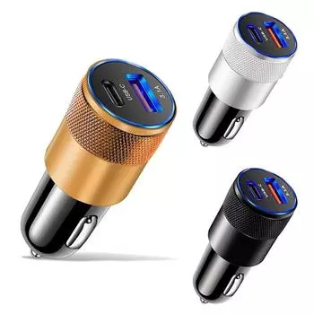 Для телефона зарядное устройство автомобильный адаптер гнездо прикуривателя USB автомобильное зарядное устройство тип C быстрая зарядка телефон адаптер чёрный