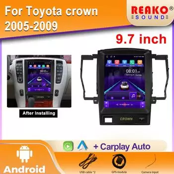 Для Tesla Android Автомобильная интеллектуальная система для Toyota Crown 2005-2009 Беспроводной Carplay BT WIFI Автомобильный радиоприемник Мультимедийный проигрыватель 4 core 2GB+32GB carplay