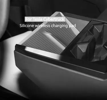 Для Tesla Cybertruck 2024 беспроводная зарядка силиконовая накладка аксессуары для интерьера телефон нескользящий зарядный коврик защитная накладка для пикапа чёрный