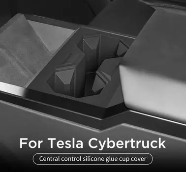 для Tesla Cybertruck 2025 Подстаканник Центральный пульт управления Силиконовый держатель для напитков Ящик для хранения Аксессуары для салона автомобиля Черный Серый чёрный