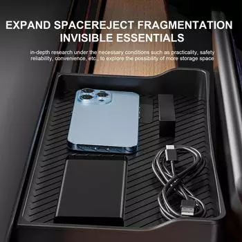 Для Tesla Model3/Y Центральный экран управления Ящик для хранения TPU приборная панель ETC держатель для телефона лоток Ящик для хранения салфеток Лоток для Tesla чёрный