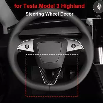 Для Tesla Model 3 Highland 2024 Аксессуары для декора интерьера Чехол на руль U-образный ABS Carbon Fibre Pattern Модифицированные детали for M3 Highland