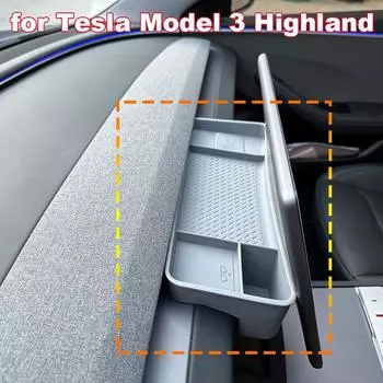 Для Tesla Model 3 Highland 2024 Декор Аксессуары для интерьера Задний экран ETC Лоток Силиконовый кронштейн для хранения на приборной панели чёрный