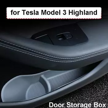 для Tesla Model 3 Highland 2024 Дверной органайзер для хранения вещей Водонепроницаемый держатель для зонта из ТПЭ Чехол для мусора для телефона Новые аксессуары чёрный