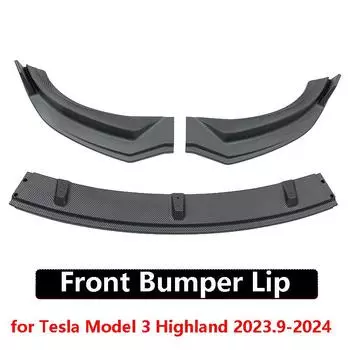 для Tesla Model 3 Highland 2024 передний бампер спойлер протектор карбоновый узор обвес декор внешние аксессуары