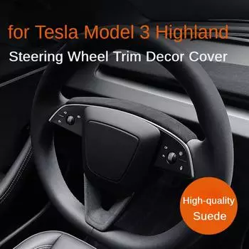 для Tesla Model 3 Highland 2024 Защитная крышка рулевой панели Модифицированные аксессуары Отделка Декоративная наклейка Защитная наклейка for M3 Highland