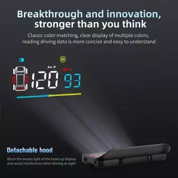 Для Tesla Model 3 и Model Y Зеркало HUD Проекционный дисплей Скорость Пробег Индикатор безопасности Время вождения Система индикатора двери чёрный