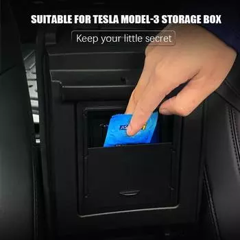 Для Tesla Model 3 Model Y 2017 2018 2019 2020 2024 Аксессуары Центральная консоль Органайзер Подлокотник Скрытый ящик для хранения вещей в автомобиле чёрный