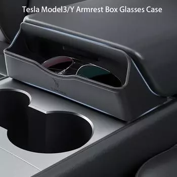 Для Tesla Model 3 Model Y Силиконовая оправа для очков Органайзер Центральный подлокотник Скрытый ящик для хранения Органайзер Аксессуары для салона автомобиля чёрный