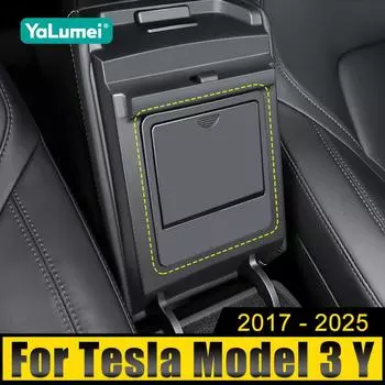 Для Tesla Model 3 Y 2017 2018 2019 2020 2021 2022 2023 2024 2025 Автомобильный центральный консольный подлокотник ящик для хранения контейнер держатель лоток чёрный