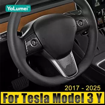 Для Tesla Model 3 Y 2017 2018 2019 2020 2021 2022 2023 2024 2025 ABS Автомобильный руль блестки рамка наклейка крышка чехол отделка