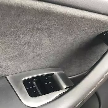 Для Tesla Model 3 Y 2017-2023 дверь автомобиля серебристого цвета, подлокотник из нержавеющей стали, кнопка подъема окна, крышка панели переключателя