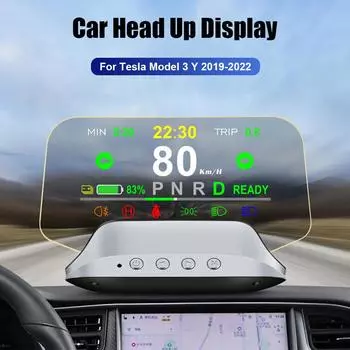 Для Tesla Model 3 Y 2019-2022 GPS-навигация Поддержка автомобильных аксессуаров Спидометр RPM Автомобильный проекционный дисплей Цифровой комплект сигнализации T3 Зеркальный проектор HUD