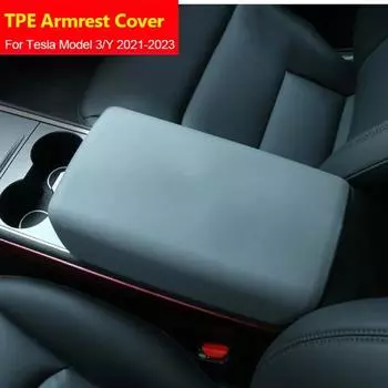 Для Tesla Model 3 Y 2023 Аксессуары Подлокотник Защитная крышка коробки Белый Мягкий TPE Центральная консоль Панель Накладка чёрный