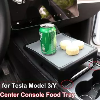 Для Tesla Model 3 Y 2023 стол-поднос для еды центральная консоль подставка для напитков кофе обеденная доска с силиконовым ковриком органайзер стол для хранения чёрный