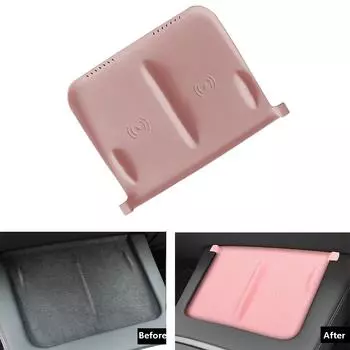 Для Tesla Model 3 Y 2024 2024 2024 силиконовый беспроводной зарядный коврик нескользящий коврик пылезащитный зарядное устройство защитный чехол автомобильные аксессуары розоватый