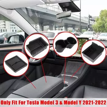 Для Tesla Model 3 Y 2024-2024 Футляр для хранения Лоток Флокированная Центральная консоль Подлокотник Скрытый ящик Мусорное ведро Аксессуары для салона автомобиля