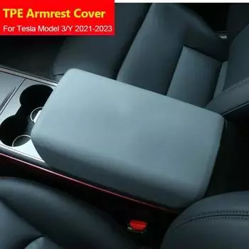 Для Tesla Model 3 Y 2024 Аксессуары Подлокотник Защитная крышка коробки Белый Мягкий TPE Центральная консоль Панель Накладка чёрный