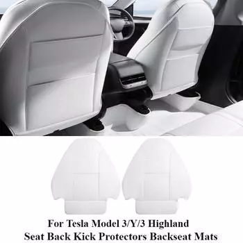 Для Tesla Model 3/Y/3 Highland 2024 водонепроницаемые устойчивые к царапинам защитные накладки на спинку сиденья из искусственной кожи коврики для заднего сиденья карман-органайзер чёрный