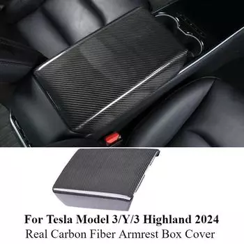Для Tesla Model 3 Y аксессуары подлокотник защитный ящик 3K 240G настоящее карбоновое волокно крышка центральная консоль панель накладка Model3 Highland